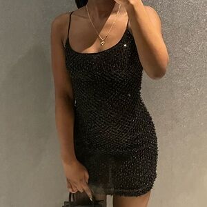 Oh Polly black embellished mini dress